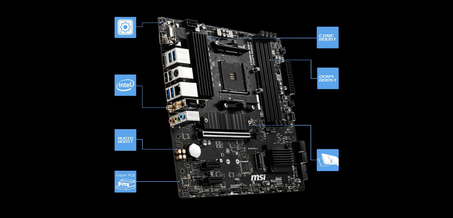 MSI PRO B550M PRO-VDH WIFI AM4 AMD B550 SATA 6Gb/s USB 3.0 Micro ATX AMD  Motherboard